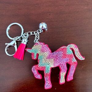 Rhinestone unicorn keychain new.